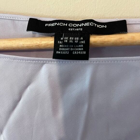 French Connection Ennis Satin Long Sleeve mini Dress lavender a line dress Size - Picture 8 of 9